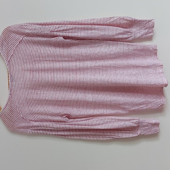 Sundance 100% Linen V Neck Striped Top Balloon Sleeve Size Medium - Picture 2 of 6